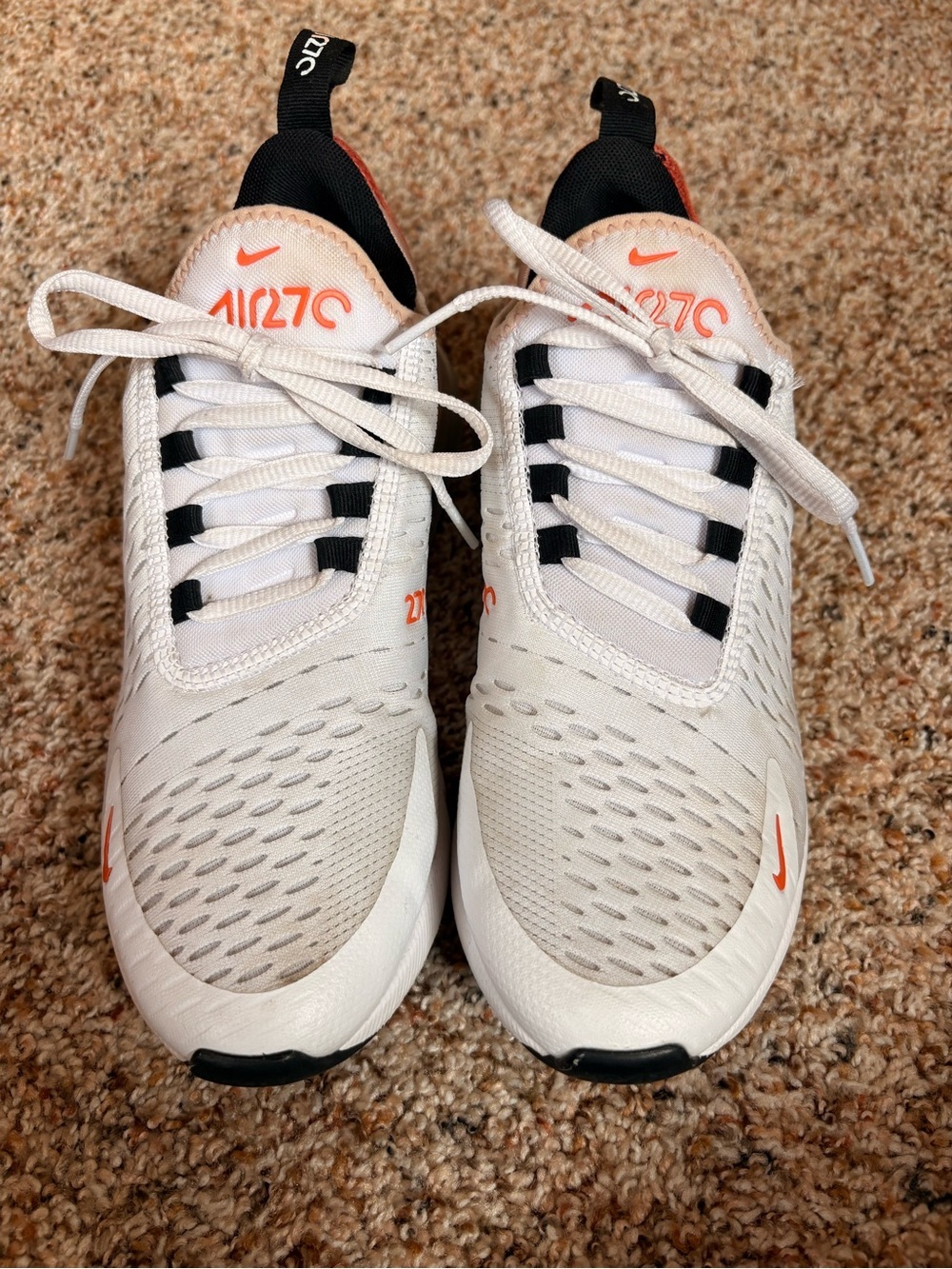 Nike Air Max 270 Women’s Sneakers - White & Peach Orange - Picture 3 of 8